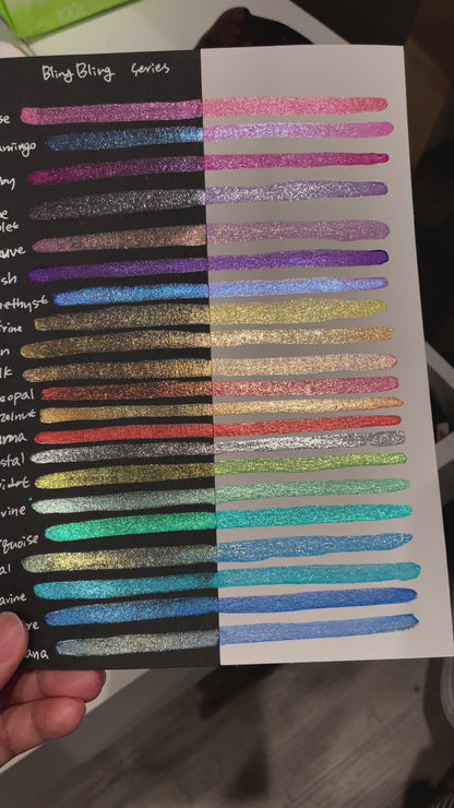 Last Chance! Blue Violet purple Half pan Bling Bling Handmade shimmer watercolor paints