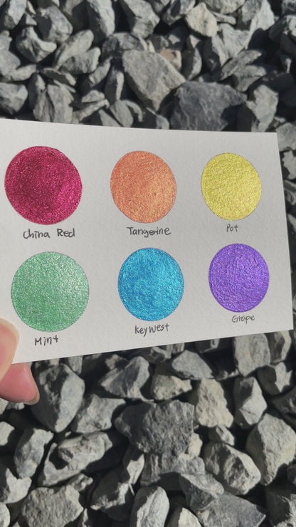 Rainbow1 set Handmade Shimmer Metallic Watercolor Paint Half By iuilewatercolors