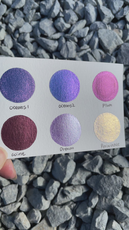 Purple set Handmade Shimmer Metallic Chameleon Colorshift Watercolor Paint Half By iuilewatercolors