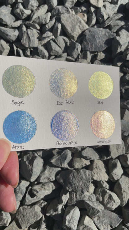 Blue Gold set watercolor paints Half pans