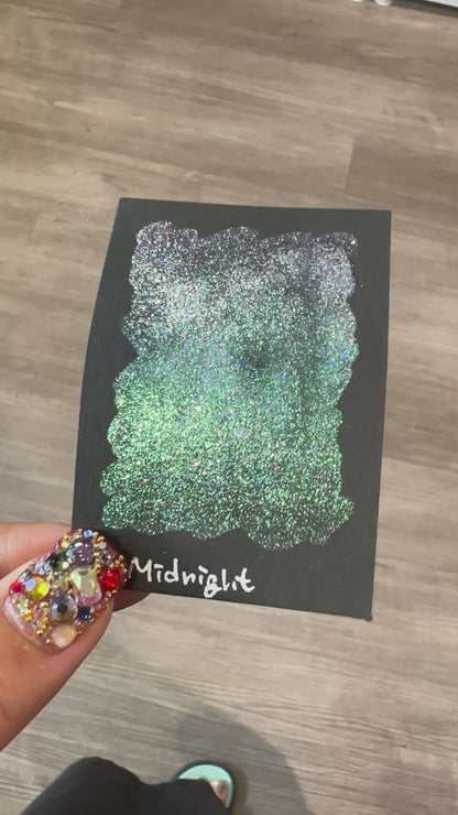 Quarter Midnight Night Series Handmade Glittery Hologram shimmer watercolor Paint by iuilewatercolors