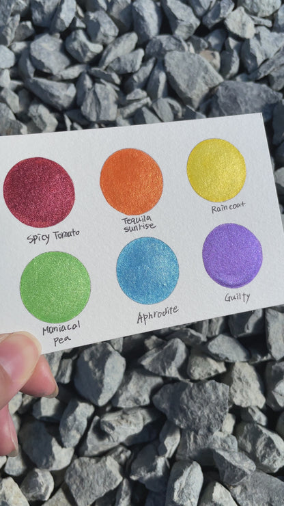 Rainbow2 set Handmade Metallic Mica Shimmer Watercolor Half Paint