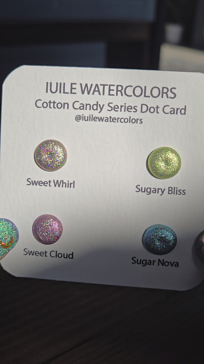 Cotton Candy Dot Card Tester Handmade Chrome Shimmer Holographic Watercolor Paints by iuilewatercolors