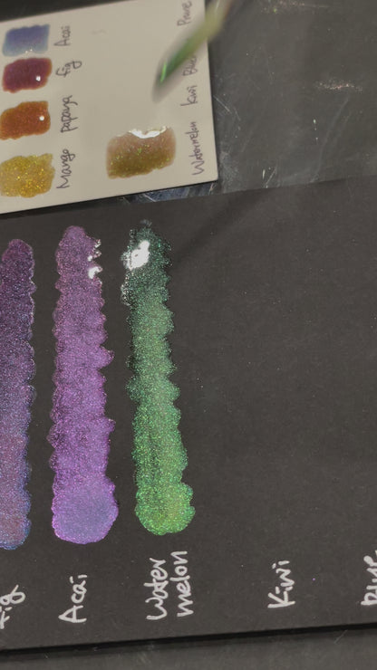 Kiwi green Half pan Fruits Basket Colorshift Handmade shimmer watercolor paints