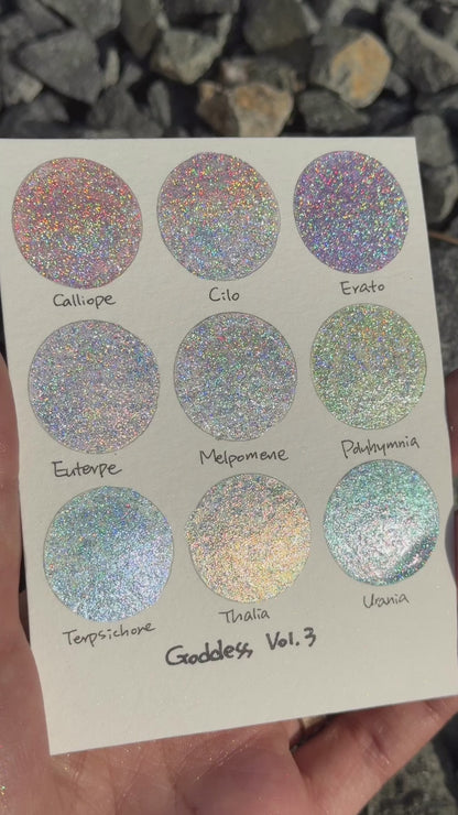 Vol.3 Goddess Dot Card Tester Handmade Super Shift Aurora Shimmer Holographic Watercolor Paints by iuilewatercolors