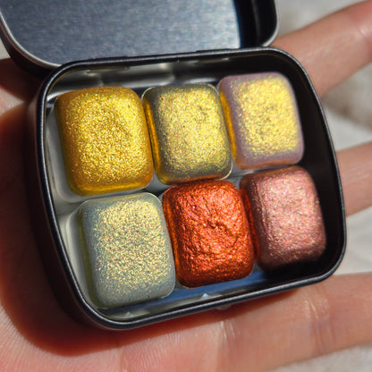 Golden Harvest set Handmade Mica Shimmer Watercolor Paints