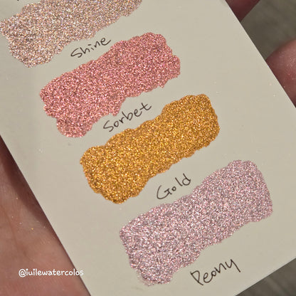 Glow Glam Christmas Set Metallic Chrome Shimmer Handmade Watercolor Paints by iuilewatercolors