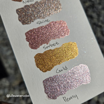 Glow Glam Christmas Set Metallic Chrome Shimmer Handmade Watercolor Paints by iuilewatercolors
