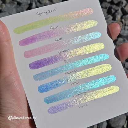 Quarter Set Spring 2024 Handmade Color Shift Shimmer shine Watercolor Paints by iuilewatercolors