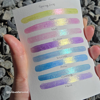 Quarter Set Spring 2024 Handmade Color Shift Shimmer shine Watercolor Paints by iuilewatercolors