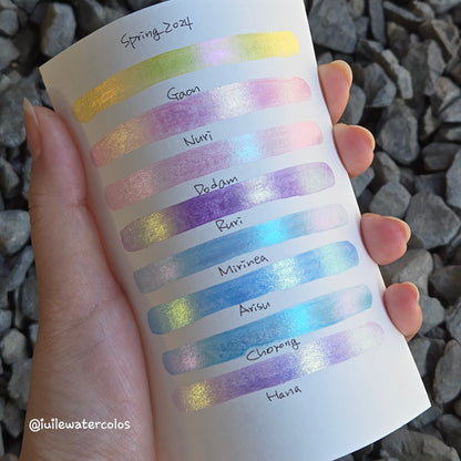 Quarter Set Spring 2024 Handmade Color Shift Shimmer shine Watercolor Paints by iuilewatercolors