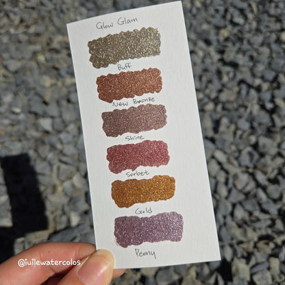 Glow Glam Christmas Set Metallic Chrome Shimmer Handmade Watercolor Paints by iuilewatercolors