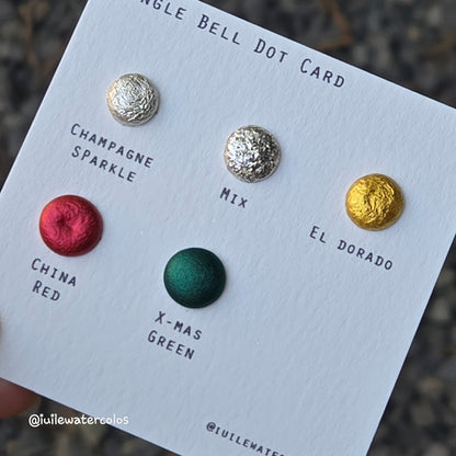 Jingle Bell Dot Card Handmade Chrome Shimmer Watercolor Paints by iuilewatercolors