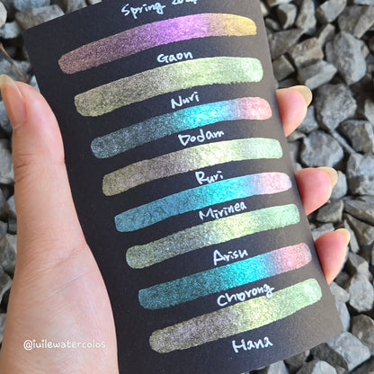 Quarter Set Spring 2024 Handmade Color Shift Shimmer shine Watercolor Paints by iuilewatercolors