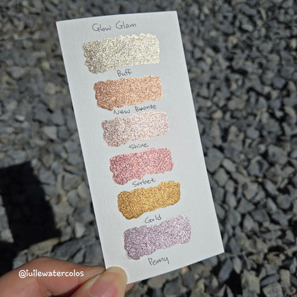 Glow Glam Christmas Set Metallic Chrome Shimmer Handmade Watercolor Paints by iuilewatercolors