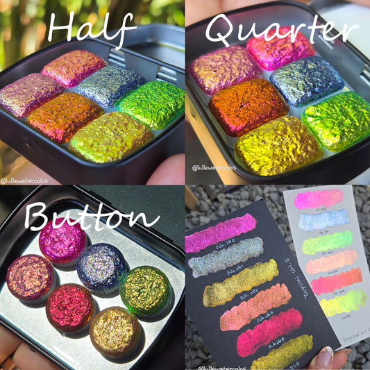 Tropical Half/Quarter/Button 2026 No.260~265 Handmade Iridescent Chameleon Super Color Shift Aurora Shimmer Watercolor Paints