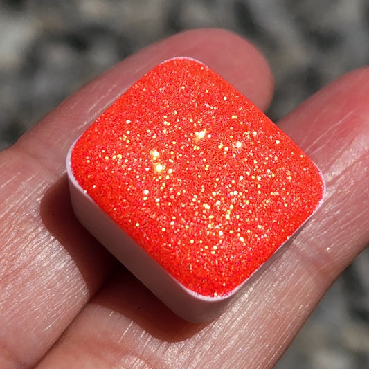 Grapefruit Jelly Bean Chunky glitter watercolor paints half pan