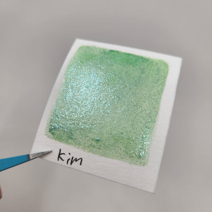 Last Chance! Kim The Artist flakes mica Handmade watercolor paint half pan