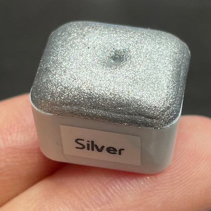 Silver Christmas Chrome watercolor paint half pan