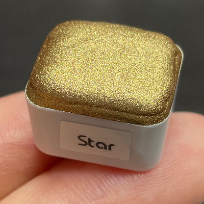 Star Christmas Chrome watercolor paint half pan