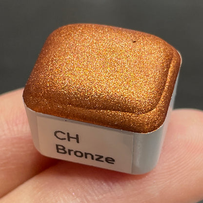 Bronze Christmas Chrome watercolor paint half pan