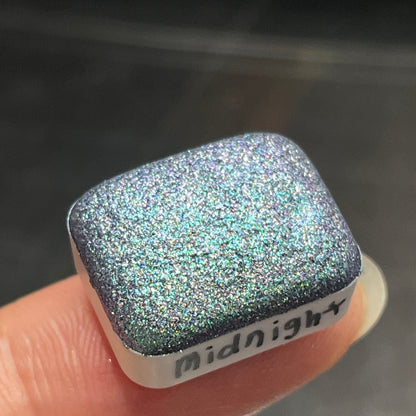 Quarter Midnight Night Series Handmade Glittery Hologram shimmer watercolor Paint by iuilewatercolors