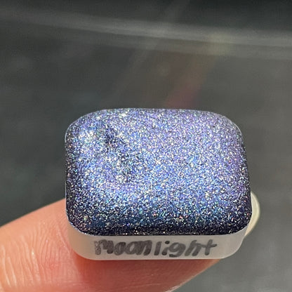 Quarter Moonlight Night Series Handmade Glittery Hologram shimmer watercolor Paint by iuilewatercolors