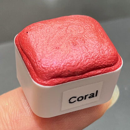 Coral pink watercolor paints Half pans