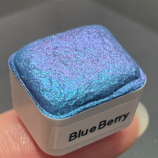 Blueberry blue Half pan Fruits Basket Colorshift Handmade shimmer watercolor paints