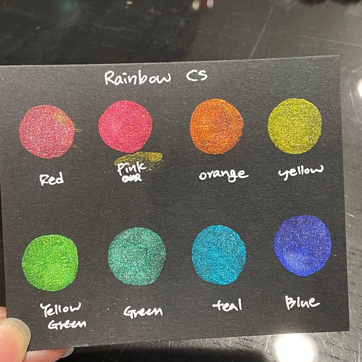 Rainbow CS Dot Card Tester Sampler Watercolor Shimmer Glittery Paints