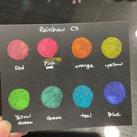 Rainbow Dot Card Tester Sampler Watercolor Shimmer Glittery Paints