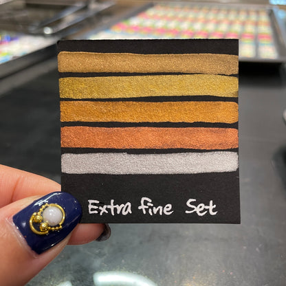 Extra fine set Metallic Chrome Handmade Watercolor Paints Half Pans