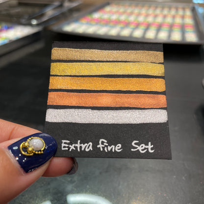 Extra fine set Metallic Chrome Handmade Watercolor Paints Half Pans