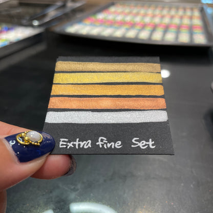 Extra fine set Metallic Chrome Handmade Watercolor Paints Half Pans