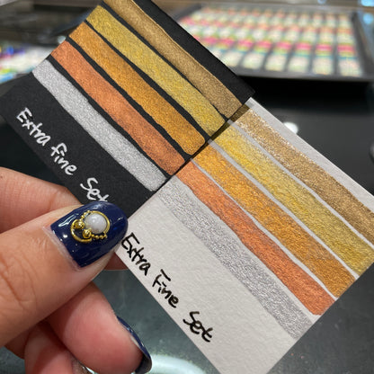 Extra fine set Metallic Chrome Handmade Watercolor Paints Half Pans