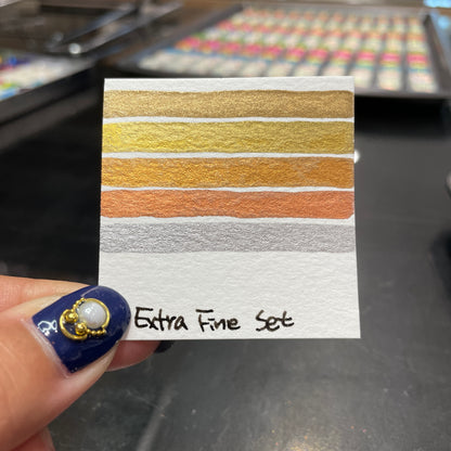 Extra fine set Metallic Chrome Handmade Watercolor Paints Half Pans