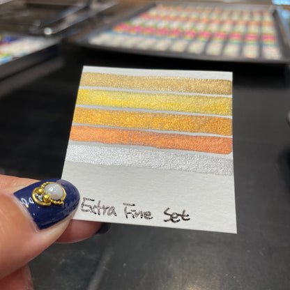 Extra fine set Metallic Chrome Handmade Watercolor Paints Half Pans