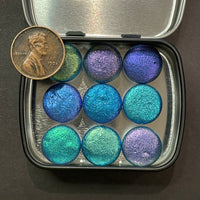 Oceans8 Button Pan Handmade Color Shift Aurora Shimmer Metallic Chameleon Watercolor Paints by iuilewatercolors