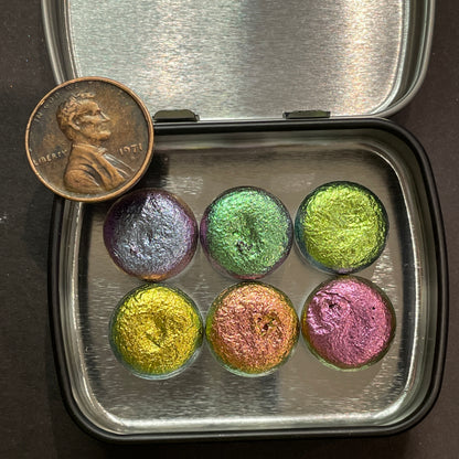 Button Pearl set handmade rainbow color shift watercolor paint