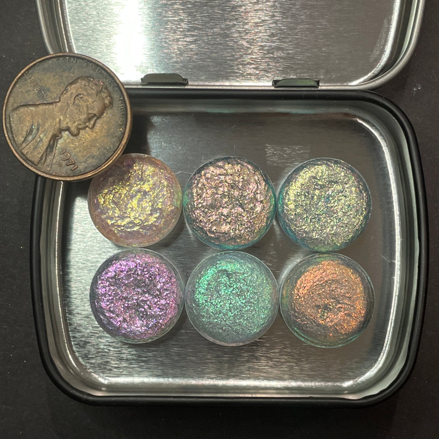 Button LoL set for Handmade Sampler Shimmer iridescent Multi Chrome Color Shift Watercolor Paints