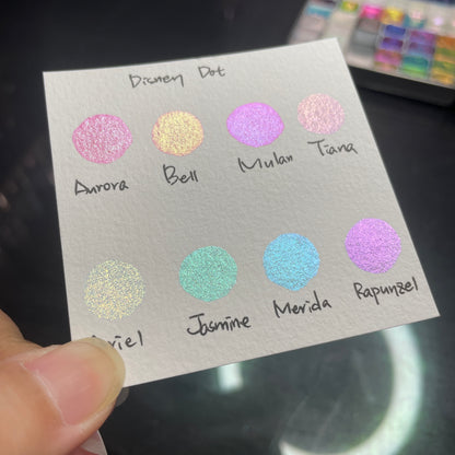 Button Disney princess set handmade colorshift shimmer watercolor paints