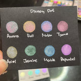 Disney princess Dot Card Tester Sampler Watercolor Shimmer Glittery Paints