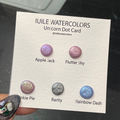 Last Chance! Unicorn Dot Card Tester Sampler Watercolor Shimmer Glittery Paints