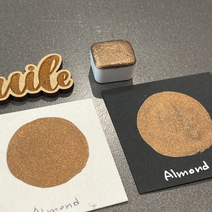 Almond Brown shimmer metallic Watercolor Paints Half Pans Autumn2022