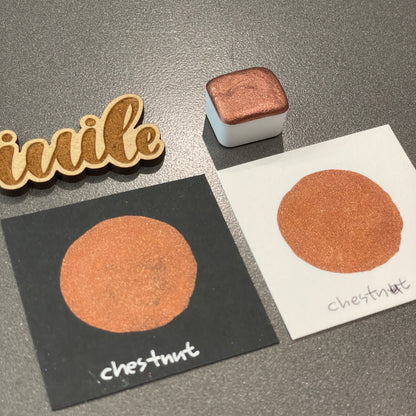 Chestnut Brown Shimmer Metallic Watercolor Paints Half Pans Autumn2022