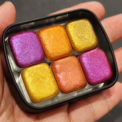 Fell in Love Set Handmade Shimmer MetallicWatercolor Paint Half By iuilewatercolors