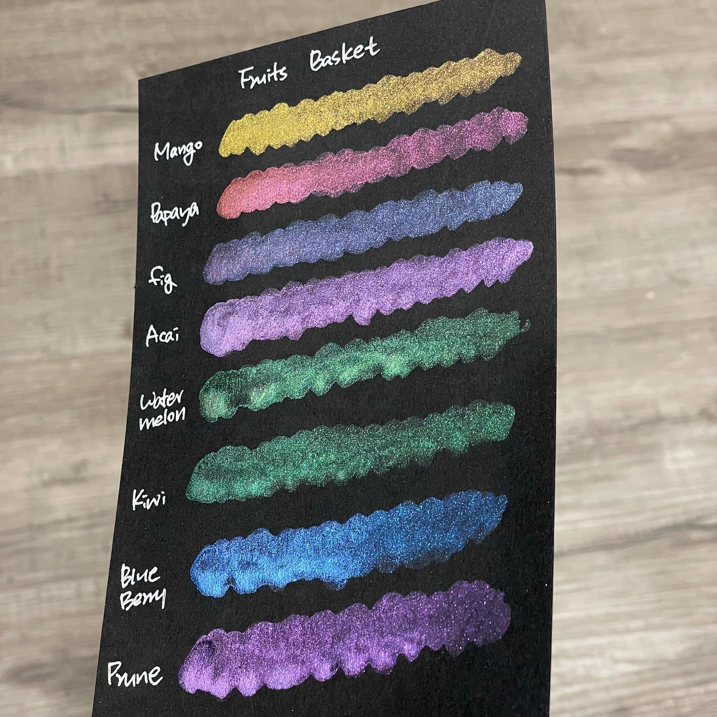 Fruits Basket Dot Card Tester Sampler Watercolor Shimmer Glittery Paints