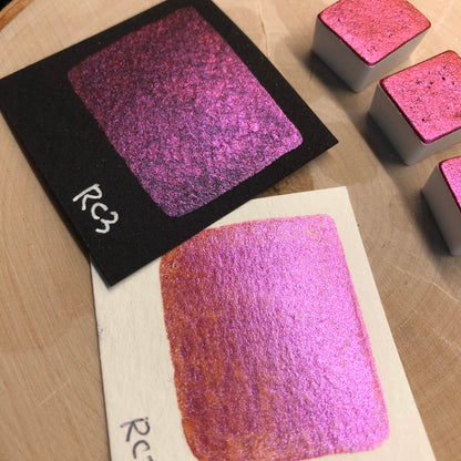 RC 3 Chameleon color shift glitter pigments watercolor paint half pan