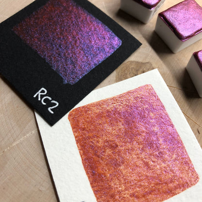 RC 2 Chameleon color shift glitter pigments watercolor paint half pan