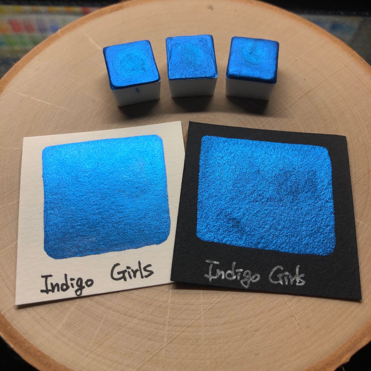 Indigo girls blue watercolor paints half pans
